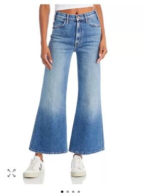 NWT MOTHER DENIM Hustler Roller Ankle Wide Leg Jeans Blue High on the Hog Sz 27